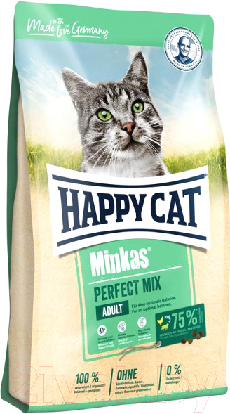 Изображение товара Сухой корм для кошек Happy Cat Minkas Perfect Mix Домашняя птица, рыба и ягненок / 70414 (1.5кг)