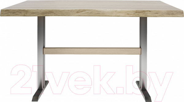 Изображение товара Обеденный стол Buro7 Двутавр с обзолом 110x80x76 (дуб беленый/серебристый)