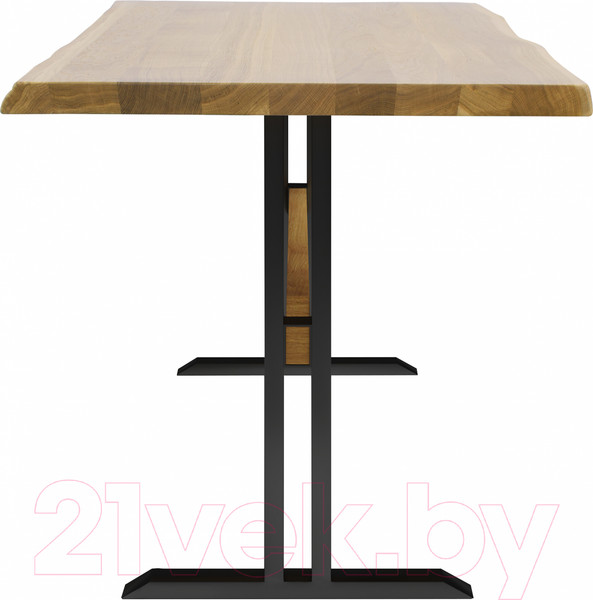 Изображение товара Обеденный стол Buro7 Двутавр с обзолом 110x80x76 (дуб натуральный/черный)