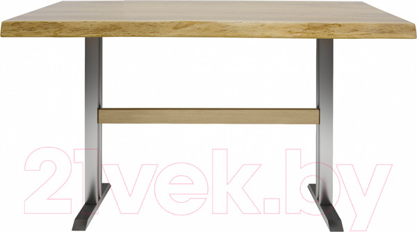 Изображение товара Обеденный стол Buro7 Двутавр с обзолом 110x80x76 (дуб натуральный/серебристый)