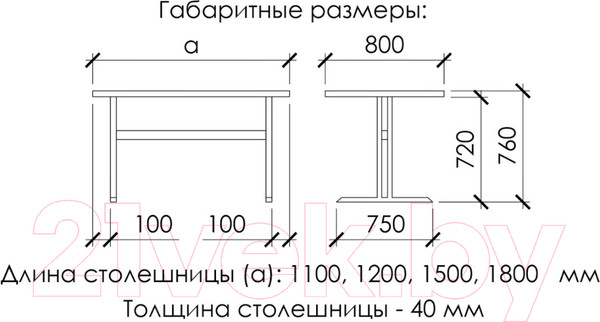 Изображение товара Обеденный стол Buro7 Двутавр Классика 120x80x76 (дуб натуральный/черный)