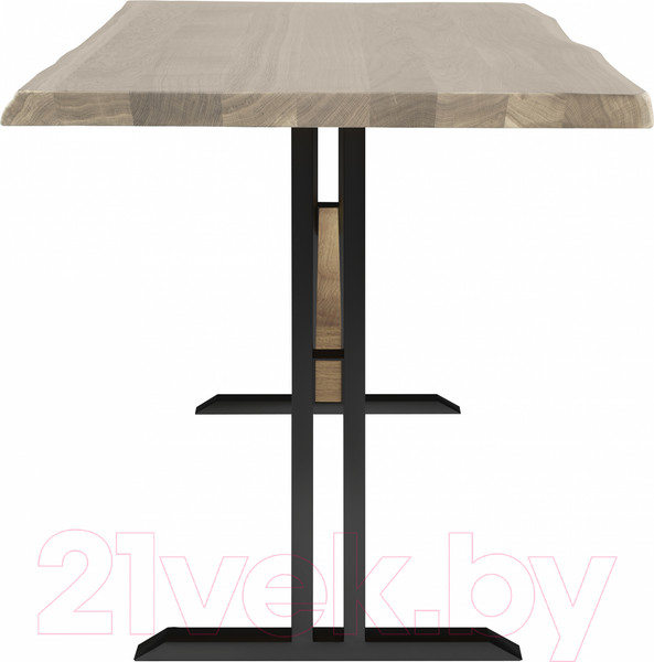 Изображение товара Обеденный стол Buro7 Двутавр с обзолом 120x80x76 (дуб беленый/черный)