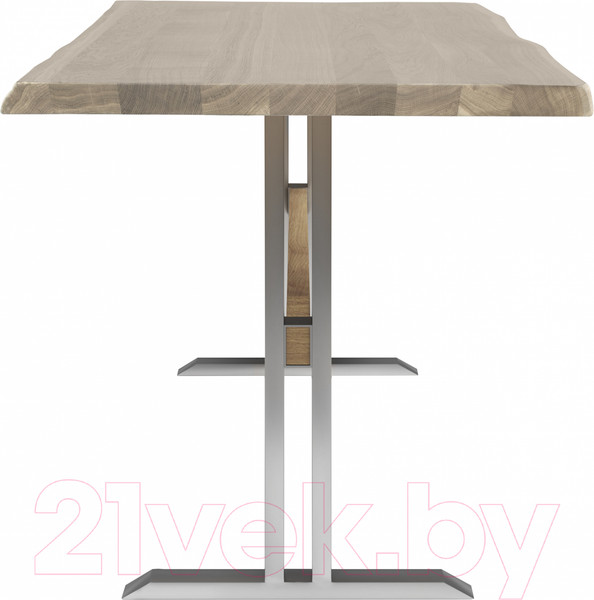 Изображение товара Обеденный стол Buro7 Двутавр с обзолом 120x80x76 (дуб беленый/серебристый)