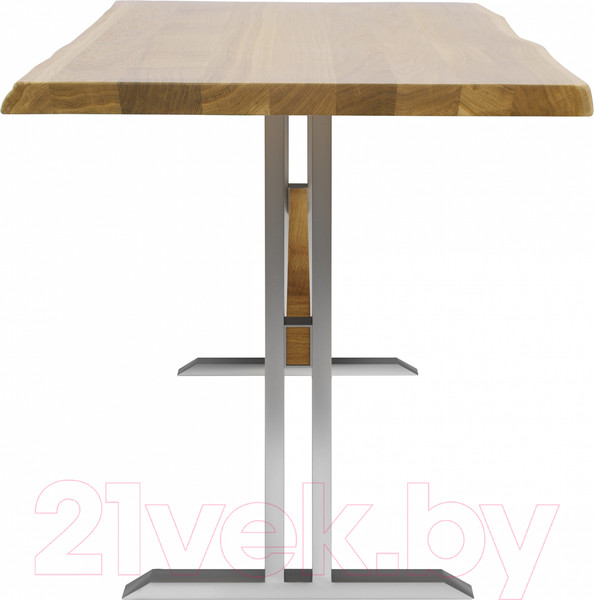 Изображение товара Обеденный стол Buro7 Двутавр с обзолом 120x80x76 (дуб натуральный/серебристый)