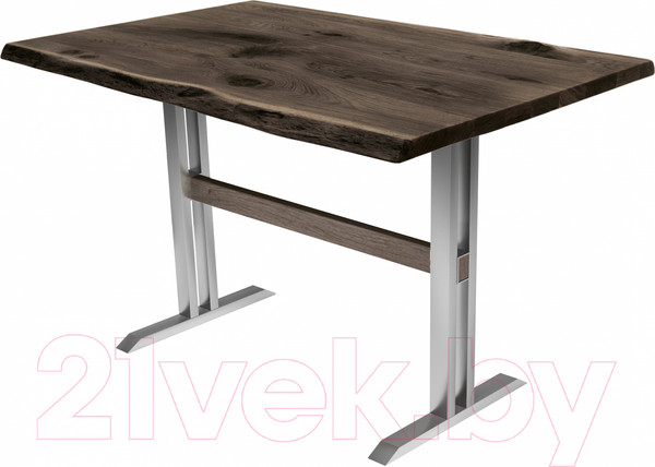 Изображение товара Обеденный стол Buro7 Двутавр с обзолом 120x80x76 (дуб мореный/серебристый)