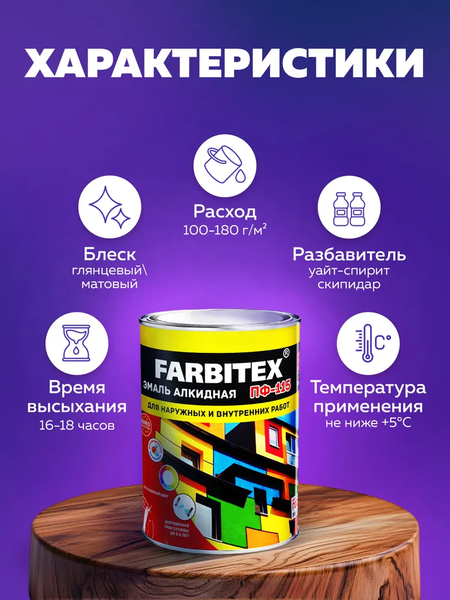 Изображение товара Эмаль Farbitex ПФ-115 (2.7кг, красный)
