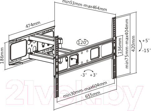 Изображение товара Кронштейн для телевизора Ultramounts UM 873 (черный)