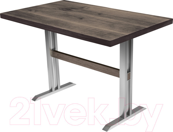 Изображение товара Обеденный стол Buro7 Двутавр Классика 110x80x76 (дуб мореный/серебристый)