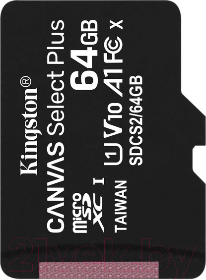 Изображение товара Карта памяти Kingston Canvas Select Plus microSDXC 64GB (SDCS2/64GBSP)