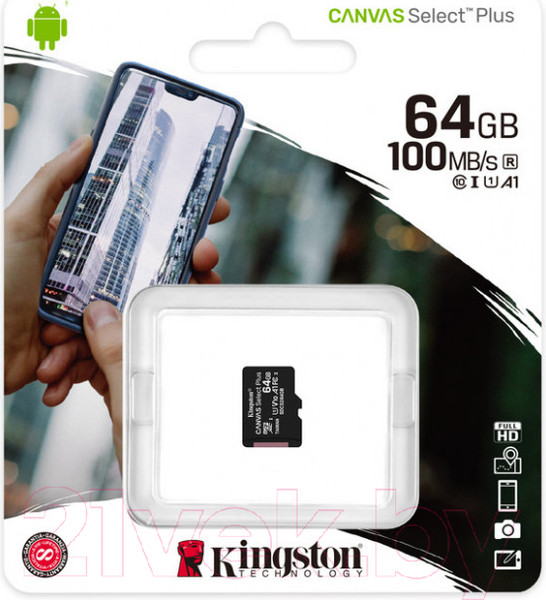 Изображение товара Карта памяти Kingston Canvas Select Plus microSDXC 64GB (SDCS2/64GBSP)