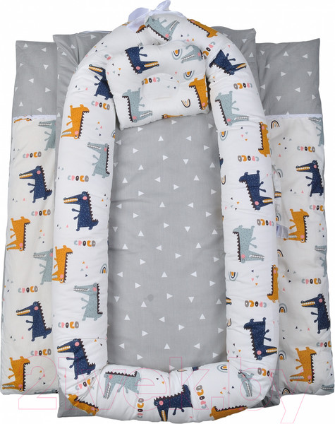 Изображение товара Кокон-гнездышко Farfello Крокодилы / L4 (светло-серый)