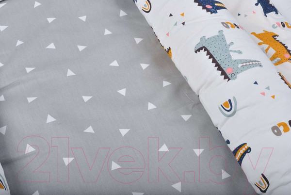 Изображение товара Кокон-гнездышко Farfello Крокодилы / L4 (светло-серый)