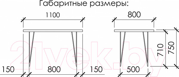 Изображение товара Обеденный стол Buro7 Грасхопер Классика 110x80x75 (дуб натуральный/серебристый)