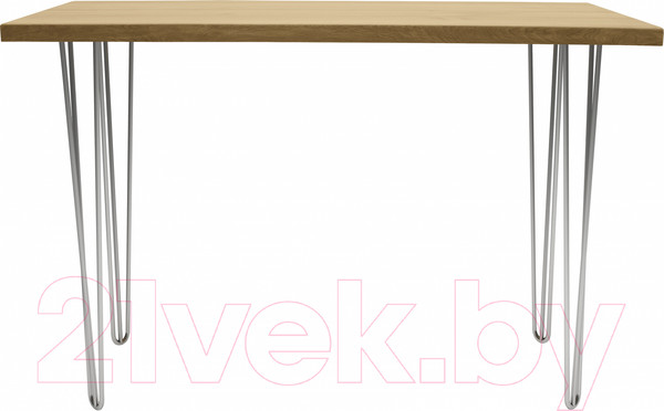Изображение товара Обеденный стол Buro7 Грасхопер Классика 110x80x75 (дуб натуральный/серебристый)