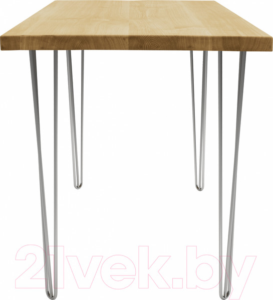 Изображение товара Обеденный стол Buro7 Грасхопер Классика 110x80x75 (дуб натуральный/серебристый)
