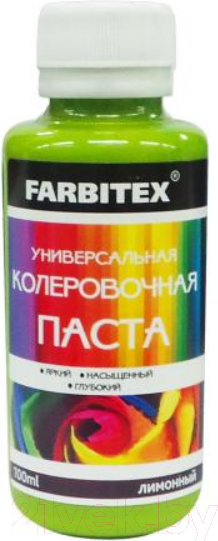 Изображение товара Колеровочная паста Farbitex Универсальная (100мл, лимонный)