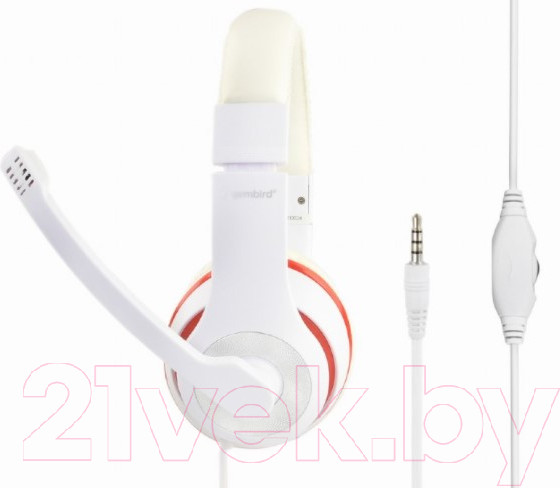 Изображение товара Наушники-гарнитура Gembird MHS-03-WTRD (белый/красный)