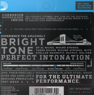 Изображение товара Струны для электрогитары D'Addario EXL120+