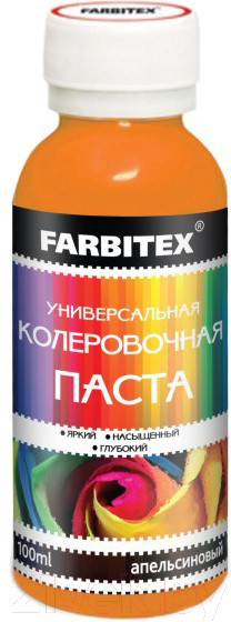 Изображение товара Колеровочная паста Farbitex Универсальная (100мл, апельсиновый)