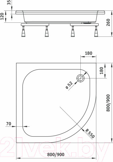Изображение товара Душевой уголок Deante KYP 651K + KTU 031B + KTU 031O
