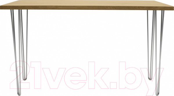 Изображение товара Обеденный стол Buro7 Грасхопер Классика 150x80x75 (дуб натуральный/серебристый)