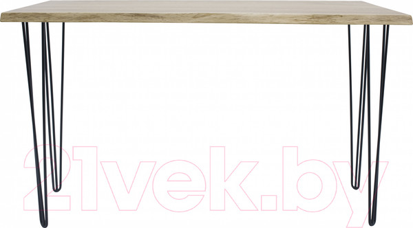 Изображение товара Обеденный стол Buro7 Грасхопер с обзолом 150x80x75 (дуб беленый/черный)