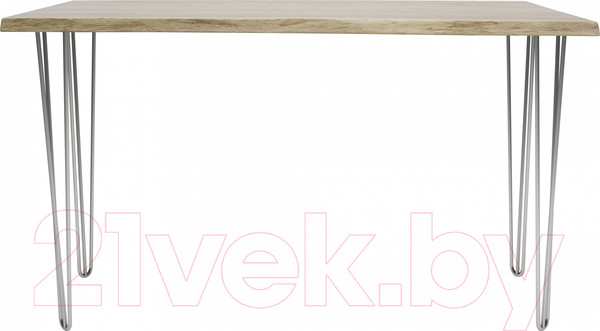 Изображение товара Обеденный стол Buro7 Грасхопер с обзолом 150x80x75 (дуб беленый/серебристый)