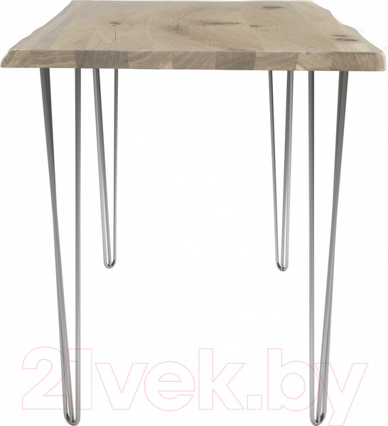 Изображение товара Обеденный стол Buro7 Грасхопер с обзолом и сучками 150x80x75 (дуб беленый/серебристый)