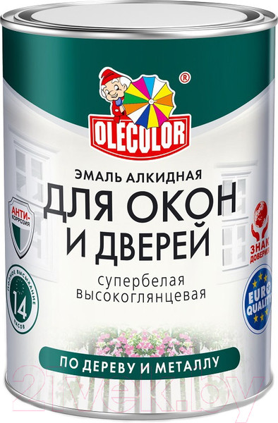 Изображение товара Эмаль Olecolor Для окон и дверей (900г, белый)