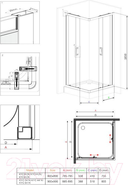 Изображение товара Душевой уголок Deante KYС 442K + KTC 042B