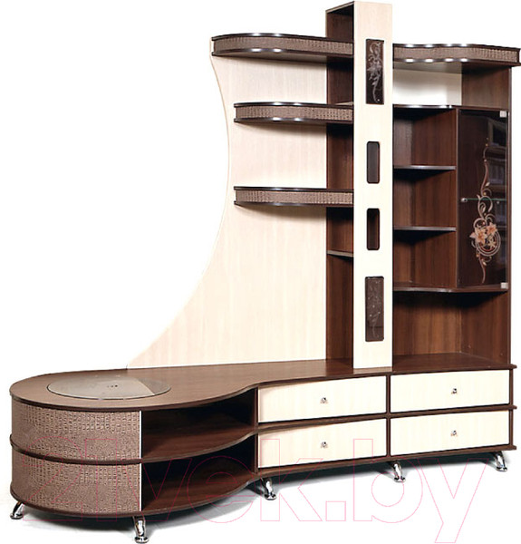 Изображение товара Стенка Мебель-КМК С тумбой Л 0365.2 левый (орех шоколад/дуб светлый)