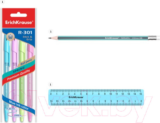 Изображение товара Настольный набор Erich Krause Forte Pastel / 53285 (голубой/желтый)