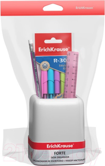 Изображение товара Настольный набор Erich Krause Forte Pastel / 53280 (белый/розовый)