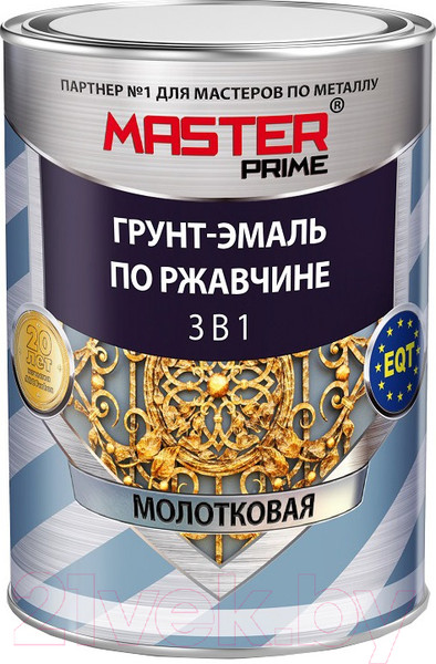Изображение товара Грунт-эмаль Master Prime Молотковая 3 в 1 (900мл, светло-серый)