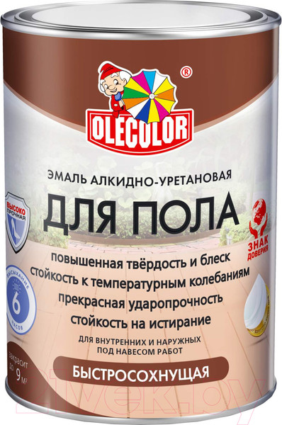 Изображение товара Эмаль Olecolor Для пола алкидно-уретановая быстросохнущая (800г, желто-коричневый)