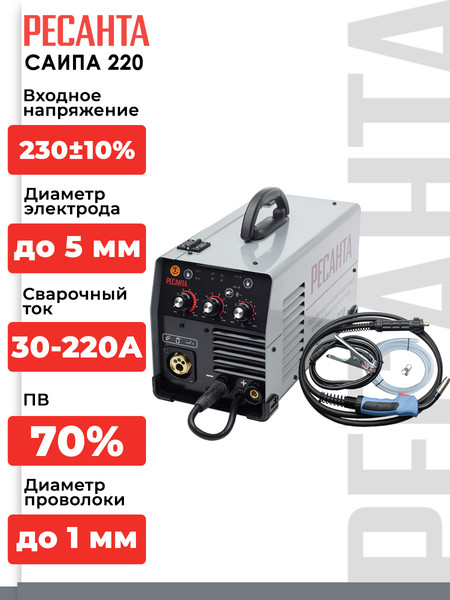 Изображение товара Полуавтомат сварочный Ресанта САИПА-220 Синергия (65/75)