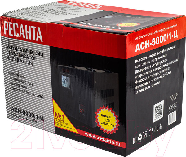 Изображение товара Стабилизатор напряжения Ресанта АСН- 5 000/1-Ц (63/6/6)