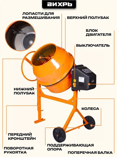 Изображение товара Бетономешалка Вихрь БМ-180П (74/1/15)