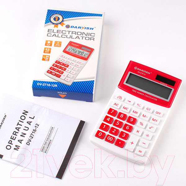 Изображение товара Калькулятор Darvish DV-2716-12R (белый/красный)