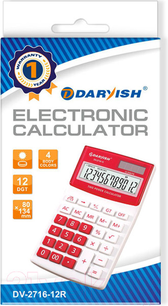 Изображение товара Калькулятор Darvish DV-2716-12R (белый/красный)
