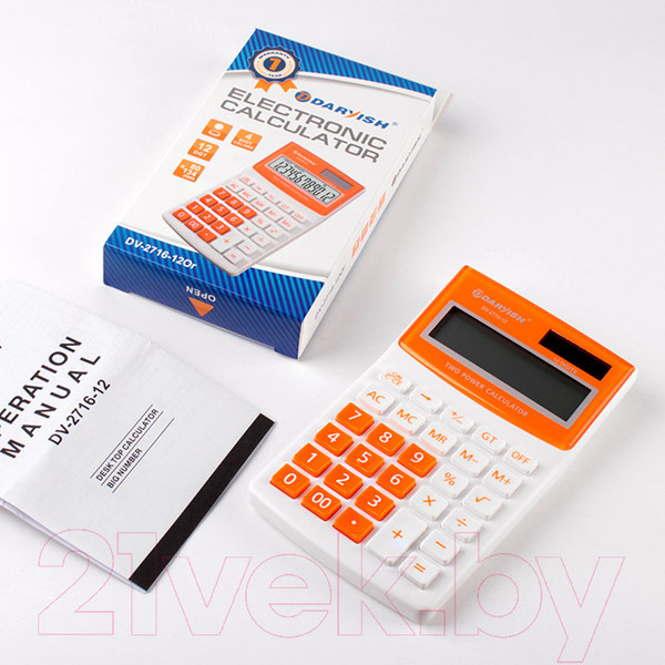 Изображение товара Калькулятор Darvish DV-2716-12Or (белый/оранжевый)