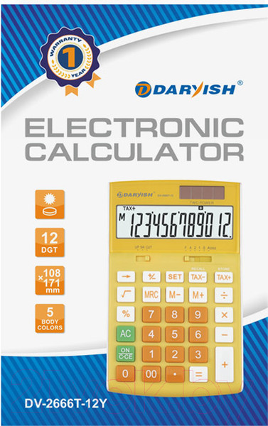 Изображение товара Калькулятор Darvish DV-2666T-12Y (желтый)