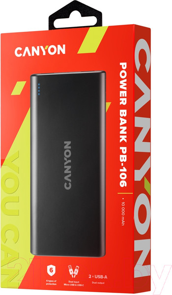 Изображение товара Портативное зарядное устройство Canyon PB-106 / CNE-CPB1006B