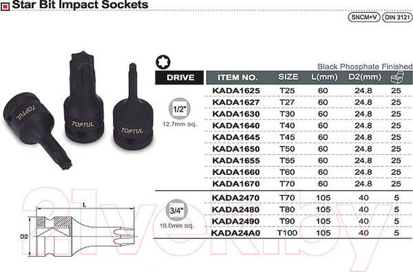 Изображение товара Головка слесарная Toptul KADA1660