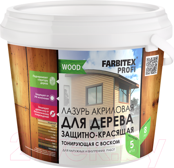Изображение товара Лазурь для древесины Farbitex Profi Wood (2.5л, тик)