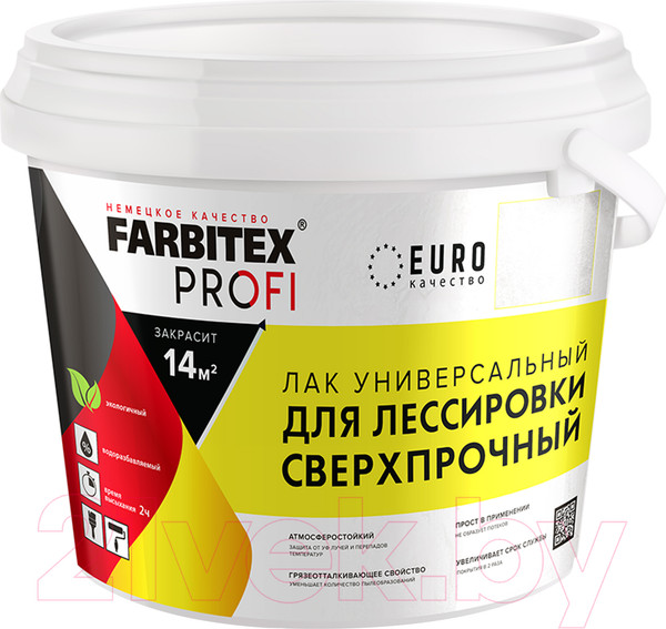 Изображение товара Лак Farbitex Profi для лессировки универсальный сверхпрочный (3л)