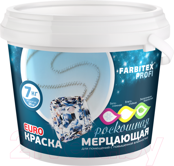 Изображение товара Краска Farbitex Профи Влагостойкая мерцающая (7кг)