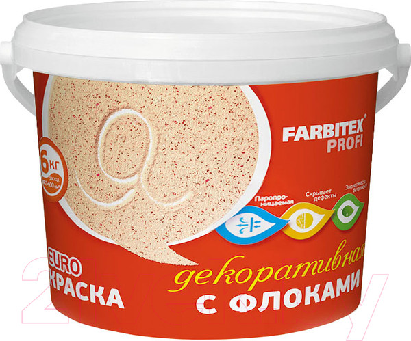Изображение товара Краска Farbitex Профи Декоративная акриловая с флоками льняной Л-2 (12кг)