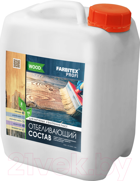 Изображение товара Отбеливатель для древесины Farbitex Профи Wood для древесины (5л)