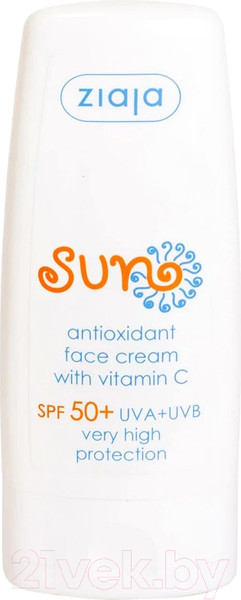 Изображение товара Крем для лица Ziaja Солнцезащитный Sun антиоксидант c витамином С SPF 50+ (50мл)